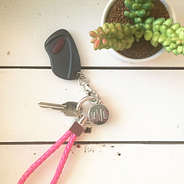 Hot Pink Monogrammed Key Fob