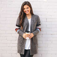 monogrammed boyfriend cardigan in fall stripes