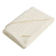cable knit throw in ivory personalized with name