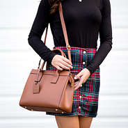 brown sophie handbag on shoulder 2025