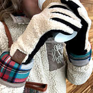 cozy sherpa gloves and coffee