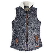 heathered sherpa vest in charcoal