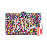monogrammed confetti box clutch