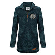 monogrammed corded quarter zip pullover tunic in teal