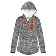 monogrammed heathered sherpa hoodie in charcoal
