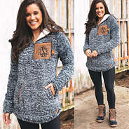 monogrammed heathered sherpa hoodie