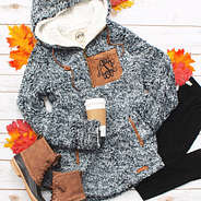 monogrammed heathered sherpa hoodie with monogrammed duck boots