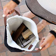 inside of black aspen tote bag