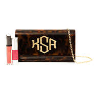monogrammed tortoise clutch