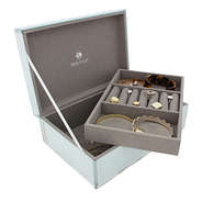 large jewelry box with rings and bracelets