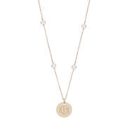 monogrammed pave station necklace in gold