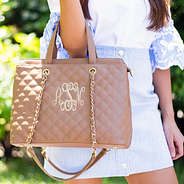 quilted chain handbag with seersucker reversible skirt