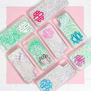 flatlay of all types of glitter phones