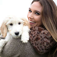 furry leopard scarf with dog