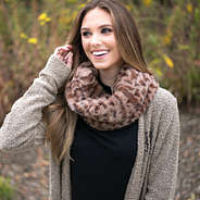 furry leopard infinity scarf with monogrammed boyfriend cardigan