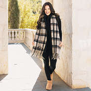 tan plaid scarf worn by peyton