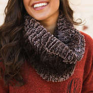 brown fur infinity scarf with monogrammed boyfriend sweater