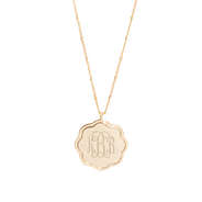 monogrammed scalloped pendant necklace in gold