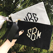 monogrammed velvet clutches