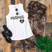 leopard mama poolside tank top flatlay