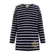 monogrammed striped v-neck sweater