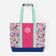 Monogrammed Mega Beach Bag in Multi Leopard (NEW Monogram)