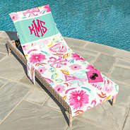 painted petals chair cover at pool hot pink monogram