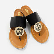 Monogrammed Disc Sandals in Black