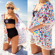 cabana kimono cover up at the beach