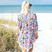 back of colorful cabana beach kimono