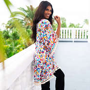 side of colorful cabana summer kimono