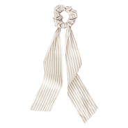 tan seersucker ribbon scrunchie