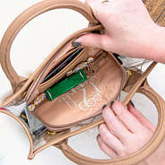 zipper wallet with magnets in monogrammed clear tote