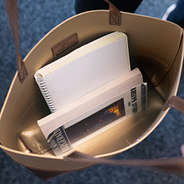 inside gold glitter tote bag