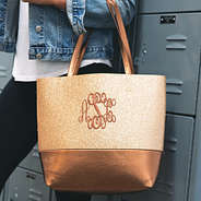 gold glitter duotone tote with monogram