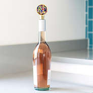 monogrammed confetti wine stopper inside wine bottle