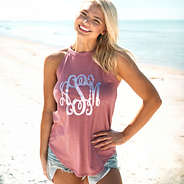 monogrammed high neck tank top in blush