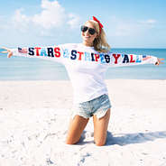 stars and stripes jersey with arms spread