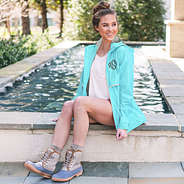 monogrammed slate duck boots with monogrammed new england rain jacket