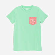 mint monogrammed pocket t-shirt with coral pocket