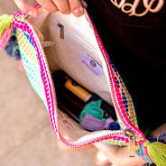 inside of geo clutch with interior zipper