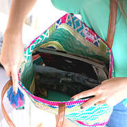 inside monogrammed geo beach tote