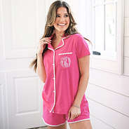 personalized shorts classic hot pink sleep set