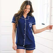 personalized navy sleep short set