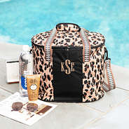 classic cheetah personalized cooler by pool