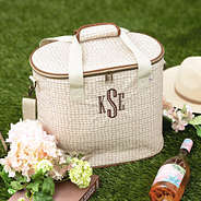 khaki pebbles personalized cooler with picnic