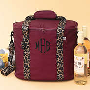 maroon monogrammed leopard cooler