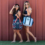 duo girls holding personalized cooler americana bows