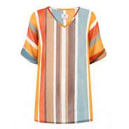 tan and orange striped tunic top