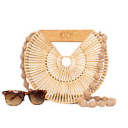 monogrammed bamboo handbag with shoulder strap